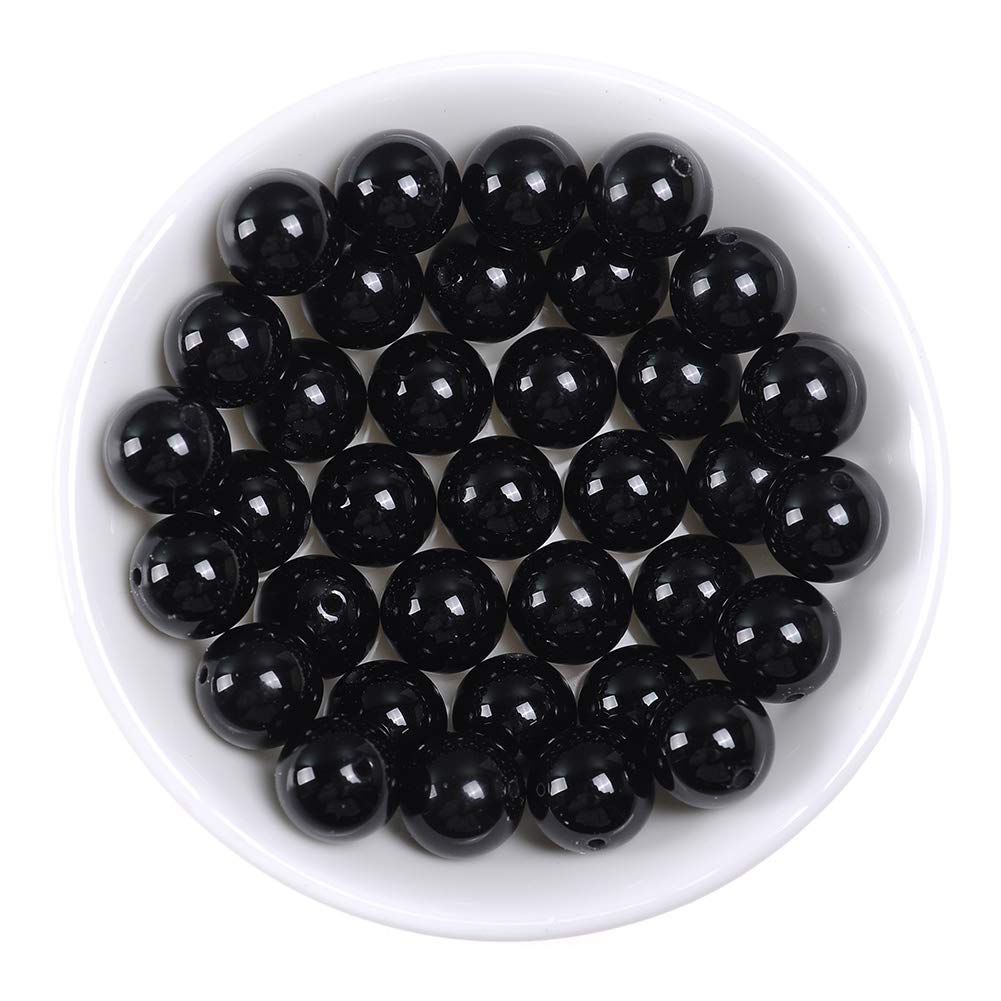 Natural Stone Beads 4mm Black Onyx Agate Gemstone Round Loose Beads Crystal Energy Stone Healing Power for Jewelry Making DIY,1 Strand 15"