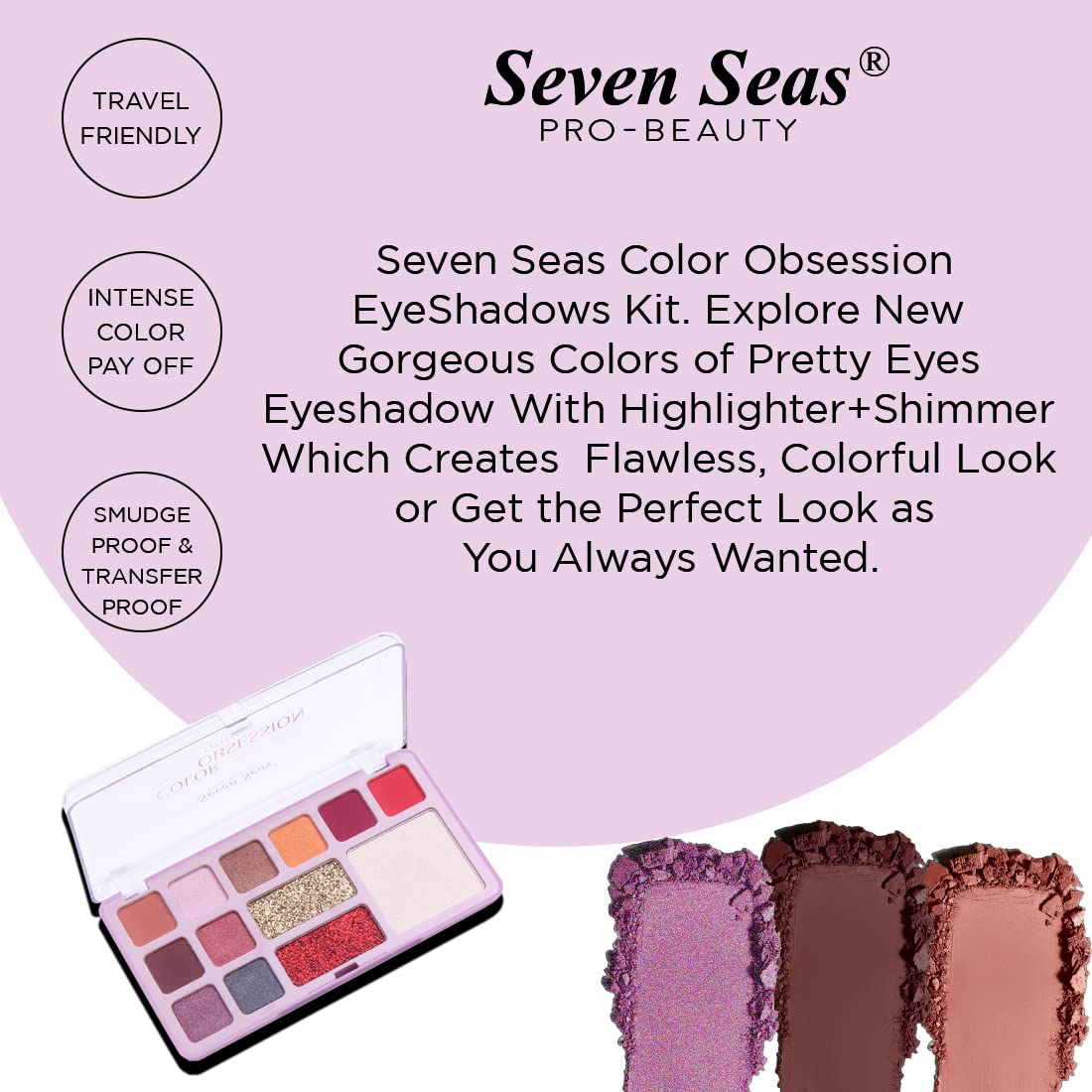Seven Seas Color Obsession Eyeshadow 13 Colors Glitter With Shimmer Look (Natural)