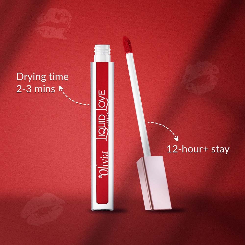 Oliva Liquid Lipstick, 12HR Long-lasting Matte Lipstick, Non Transfer, High Coverage, Water & Smudge Proof, Light Weight & Cruelty-Free - 2ml (Ruby Rose 6)