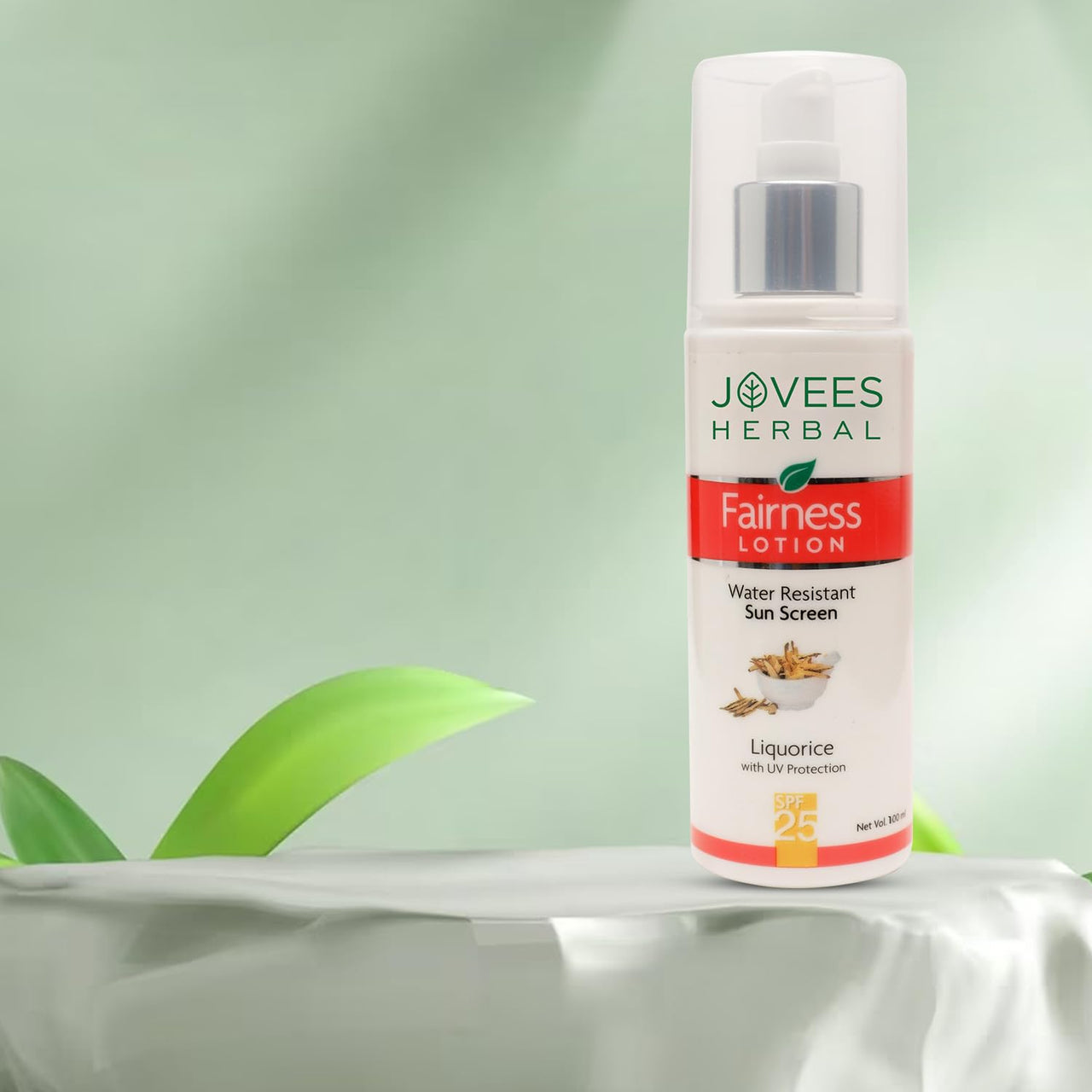 Jovees Herbal Sunscreen Fairness Lotion SPF 25 | For Oily, Sensitive | Light Weight, Non Greasy, Quick Absorbing | Protects from Tanning & Uneven Skin Tone |Paraben And Alcohol Free | 100ml
