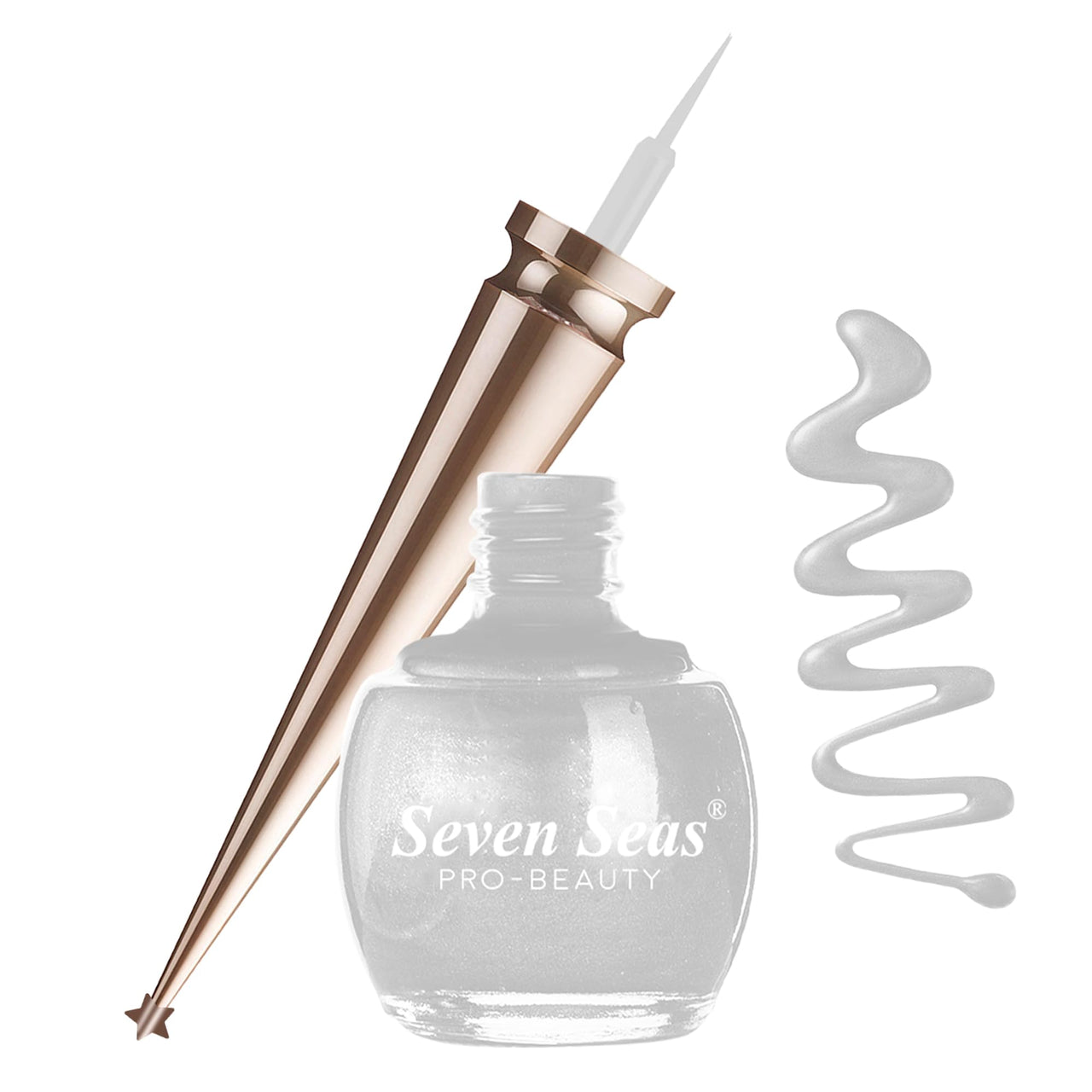 Seven Seas Liquid Color Eyeliner - 5ml | Waterproof | Smudgeproof | Long Lasting | Eyeliner for Women (Silver, 5ml)