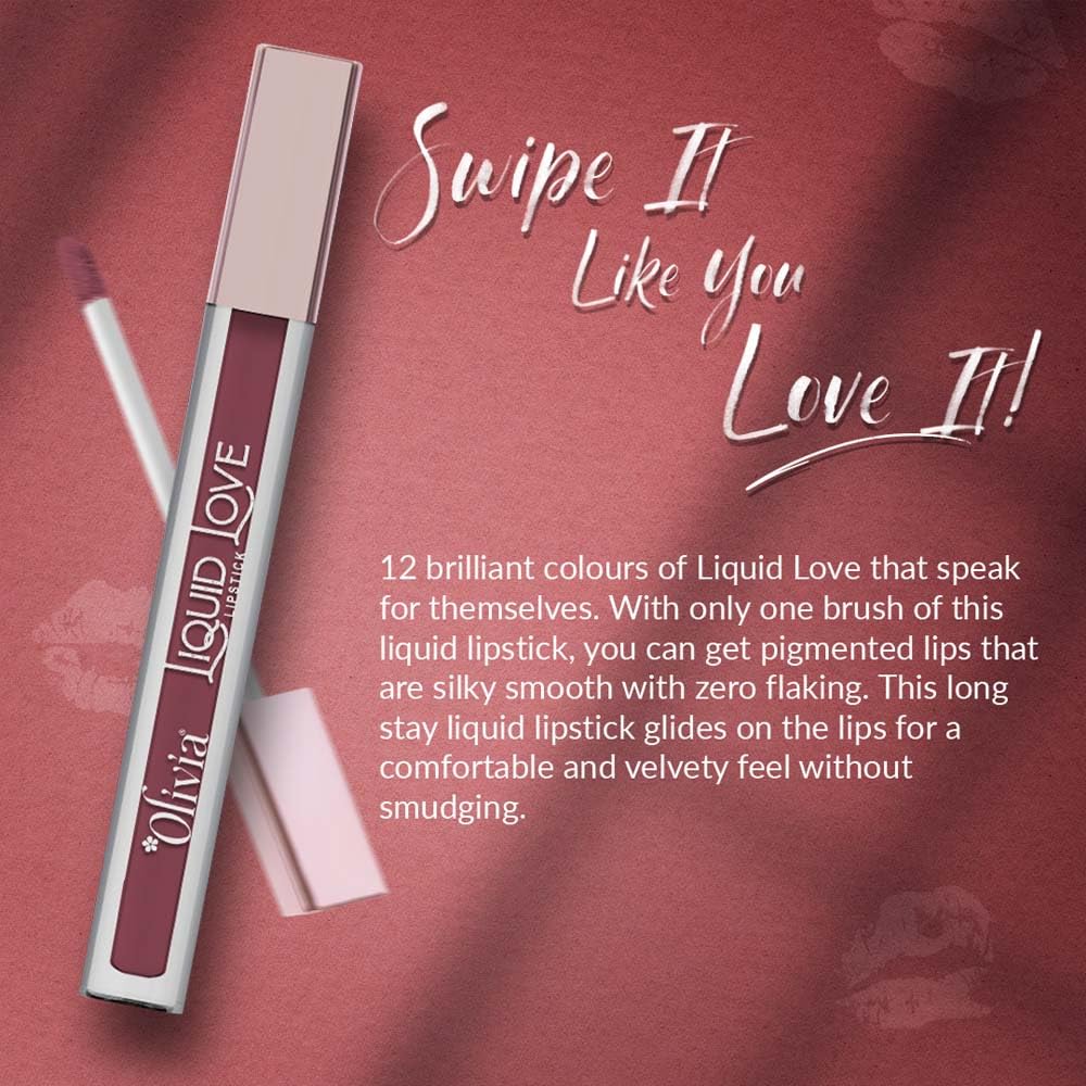Oliva Liquid Lipstick, 12HR Long-lasting Matte Lipstick, Non Transfer, High Coverage, Water & Smudge Proof, Light Weight & Cruelty-Free - 2ml (Rasberry Cream 10)