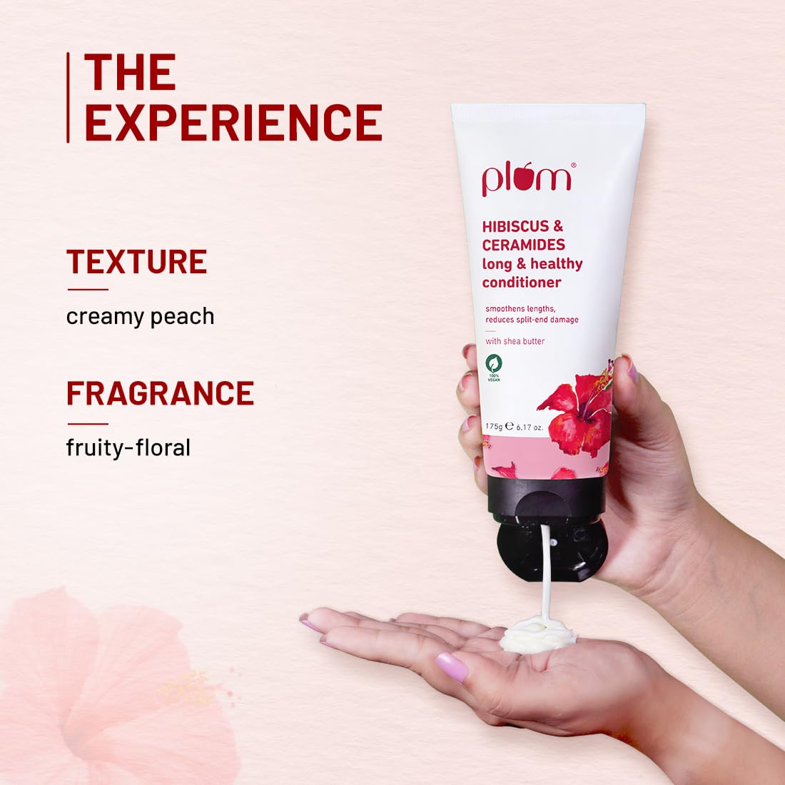 Plum Hibiscus & Ceramides Conditioner | Nourishing Formula with Shea Butter | Smoothens & Strengthens Hair | Prevents Split Ends | 100% Vegan & Cruelty-Free | 175g