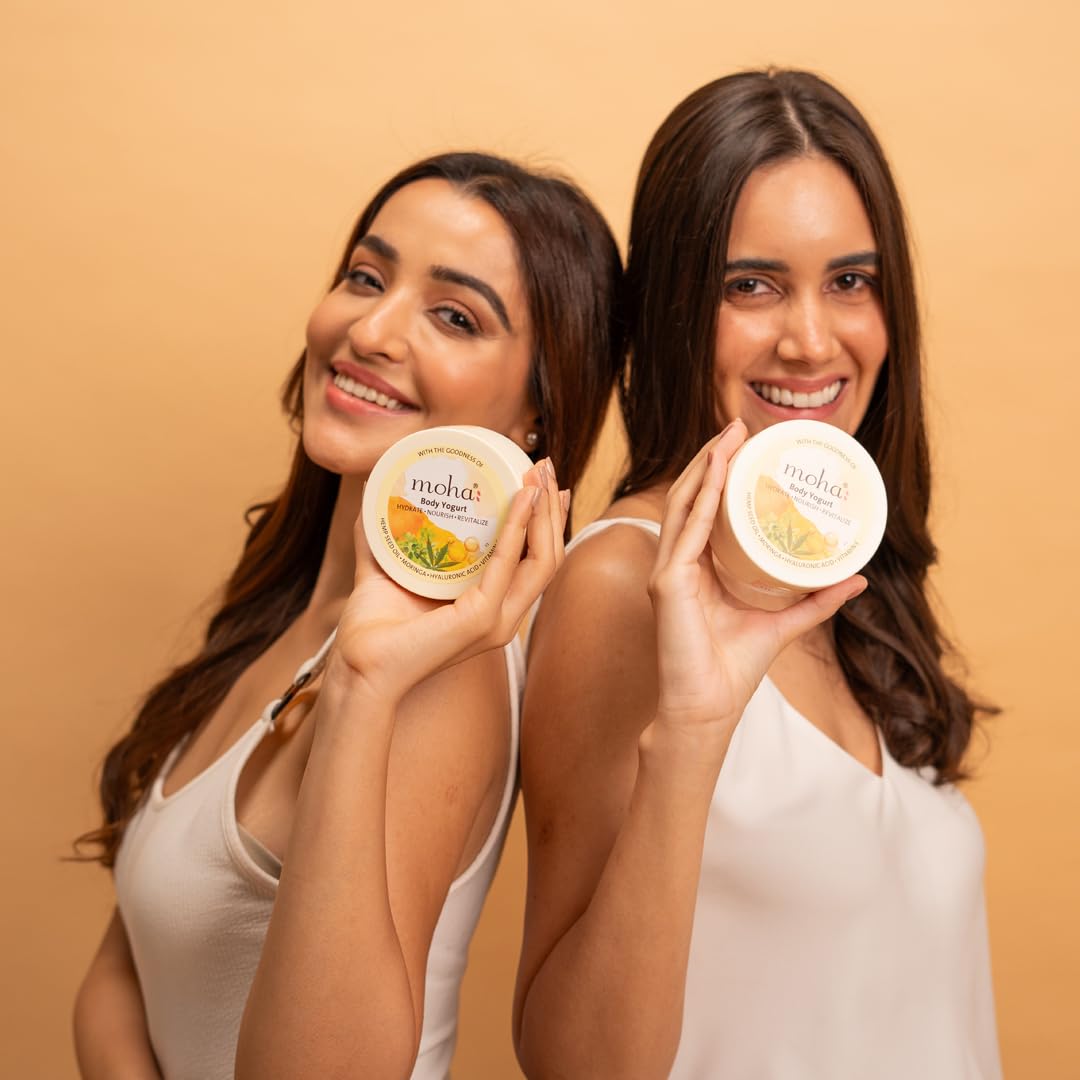 moha: Body Yogurt with Vitamin E, Hemp Seed oil, Moringa & Hyaluronic Acid provides instant Hydration I Lightweight & fast-absorbing formula – 250gm