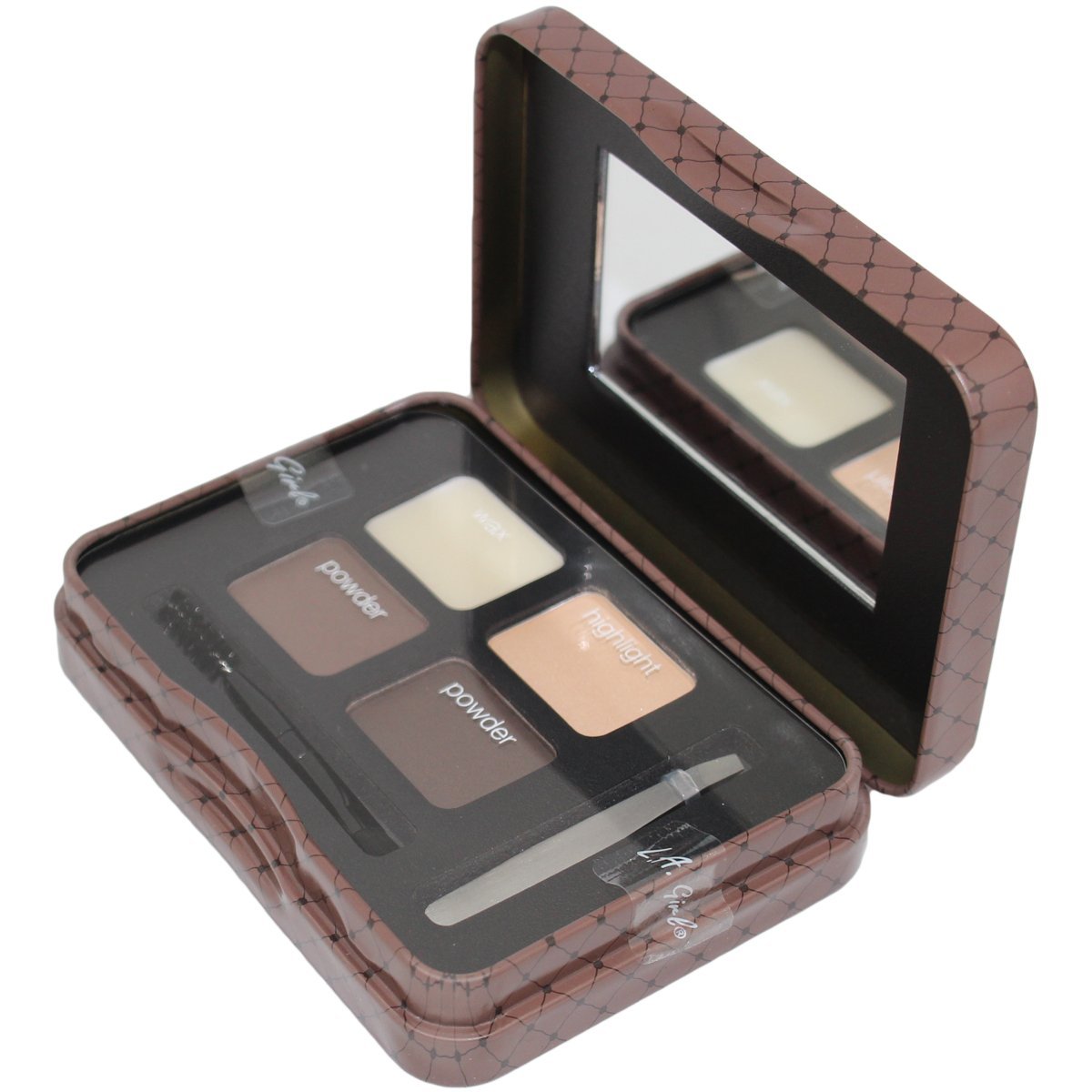 L.A.Girl Spiring Eyebrow Kit Dark and Defined | Browkit to Shape, Define and Fill the Eyebrows, Kit with 1 Brow Wax, 3 Fixing Powders, 1 Brush and 1 Tweezers, Vegan Product, Paraben & Cruelty-6.5g