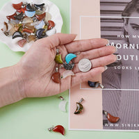 FASHEWELRY 50Pcs Crescent Moon Shaped Mixed Stone Pendants Healing Crystal Quartz Chakra Reiki Gemstone Charms for Necklace Jewelry Making Hole: 2x7mm 1-Mixed Color-Moon-Random