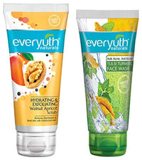 Everyuth Naturals Anti Acne, Anti Marks Tulsi Turmeric Face Wash, 150gm, Tube & Everyuth Naturals Hydrating & Exfoliating Walnut Apricot Scrub, 100gm, Tube