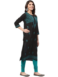 Ada Hand Embroidered Lucknow Chikankari Women's  Pure Cotton Kurti Kurta