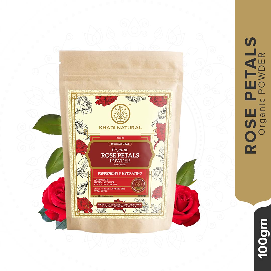 KHADI NATURAL Organic Rose Petals Powder Pack of 2 (2x100gm) 200gm