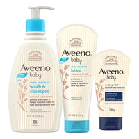 Combo Pack: Aveeno Baby Daily Moisturizing Wash & Shampoo (354ml) + Daily Moisture Lotion (227g) + Soothing Relief Moisture Cream 100g | With natural oat extract | Hypoallergenic, pediatrician recommended | pH balanced formulation with no added parabens a