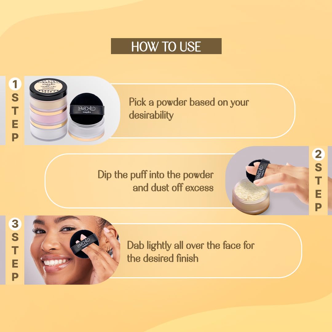 LoveChild Masaba Closing Call 3-in-1 Perfecting Powder | 4K HD Matte Finish | Transfer & Humidity Proof | Enriched with Oat-Meal & Vitamin E | For All Indian Skin Tones