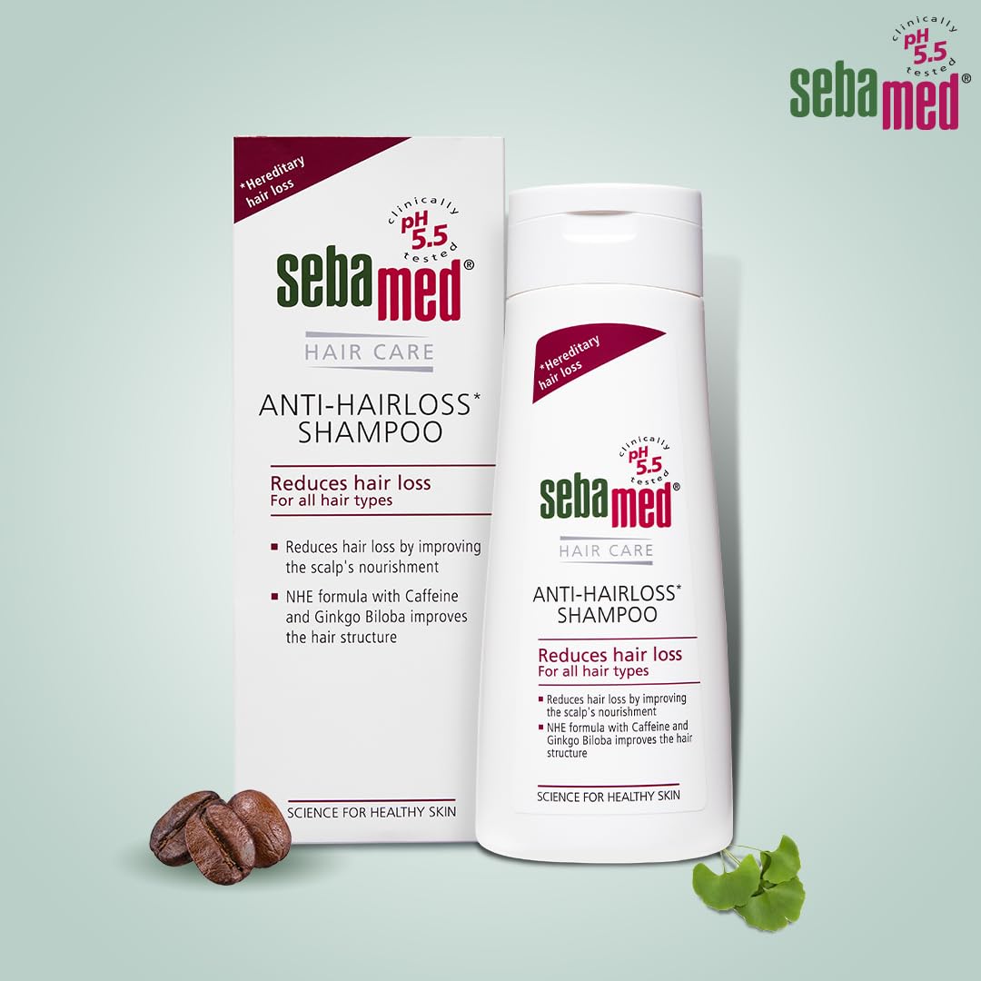 Sebamed Anti Hairloss Shampoo 200 ml|pH 5.5|Reduces Hairloss|Caffeine & Gingko Biloba| Hairfall| men & women |phthalates SLS and parabens free l Soap free l Toxin free l Clinically proven l