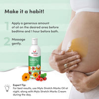 Mylo Care Stretch Marks Oil - with Sea Buckthorn, Rosehip, Argan & Coconut Oil - Vitamin E Oil for Scars & Stretch Mark Lightening - Natural Skin Care Solution for Pregnant Women - 100ml