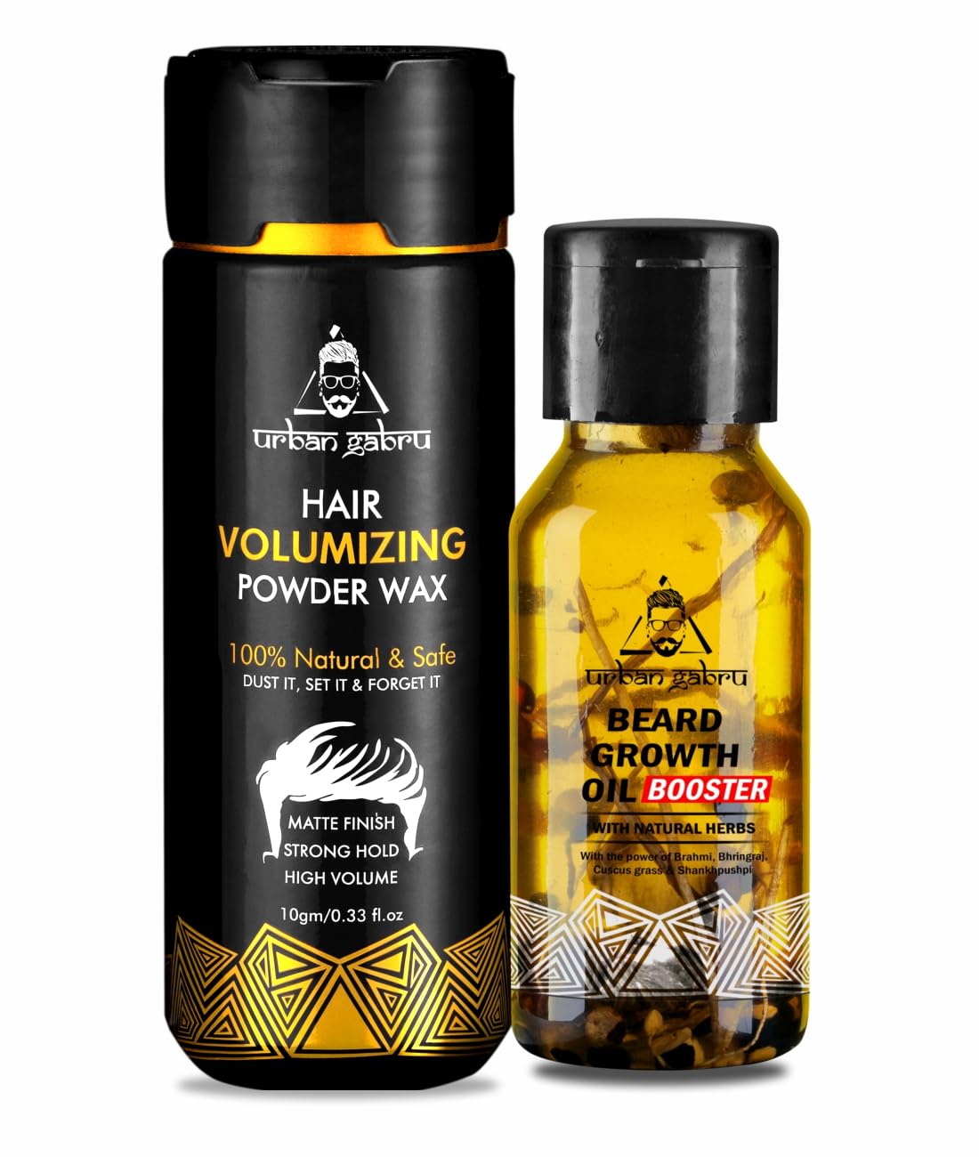 Urbangabru Hair Volumizing Powder 10 GM & Beard Booster Oil 60 ML - Men's Grooming Combo Kit