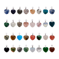 FASHEWELRY 50pcs Heart Shaped Stone Pendants Healing Chakra Crystal Gemstone Rock Charms Random Mixed Bulk for Valentine's  Day Gift Jewelry Making Hole: 2x7mm 1-Mixed Color-Heart-Random 50pcs