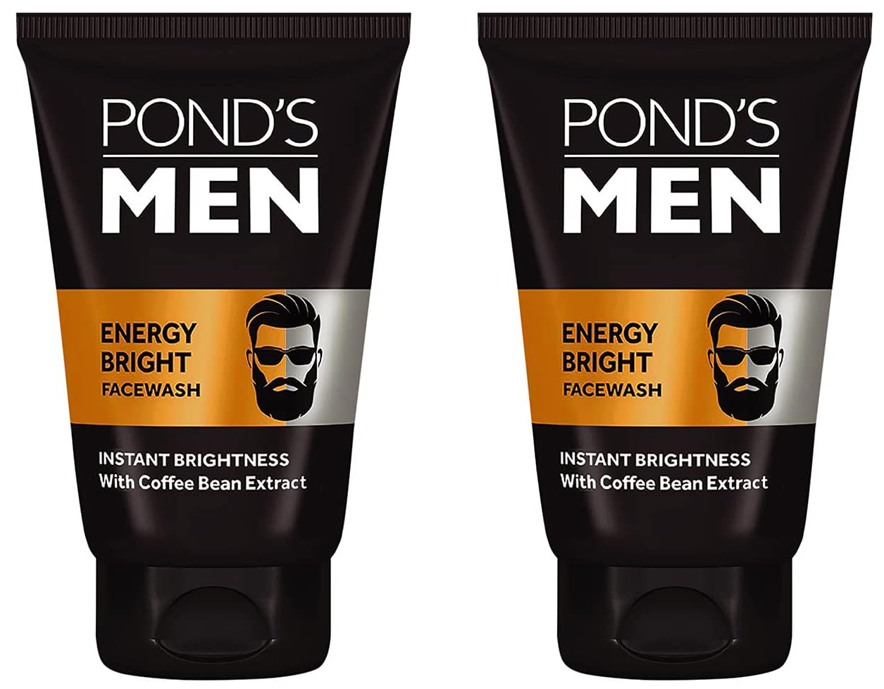 Pond's  Men Energy Bright Anti-Dullness Facewash With Coffee Bean, 100 g (Pack of 2)