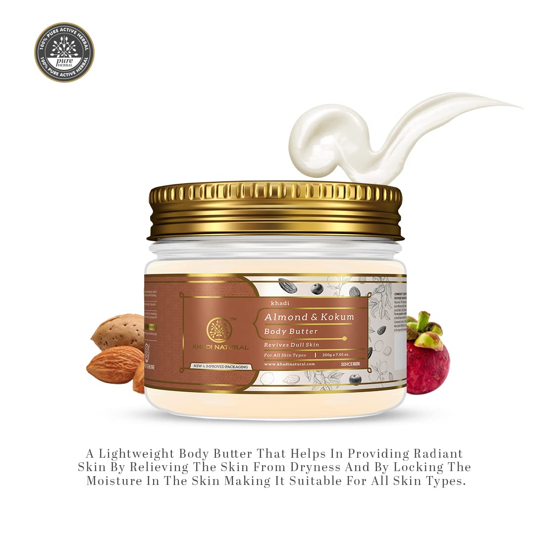 Khadi Natural Khadi Natural Almond & Kokum Body Butter 200Gm| Deeply nourishing|With Shea butter | All day hydration|Suitable for All Skin Types