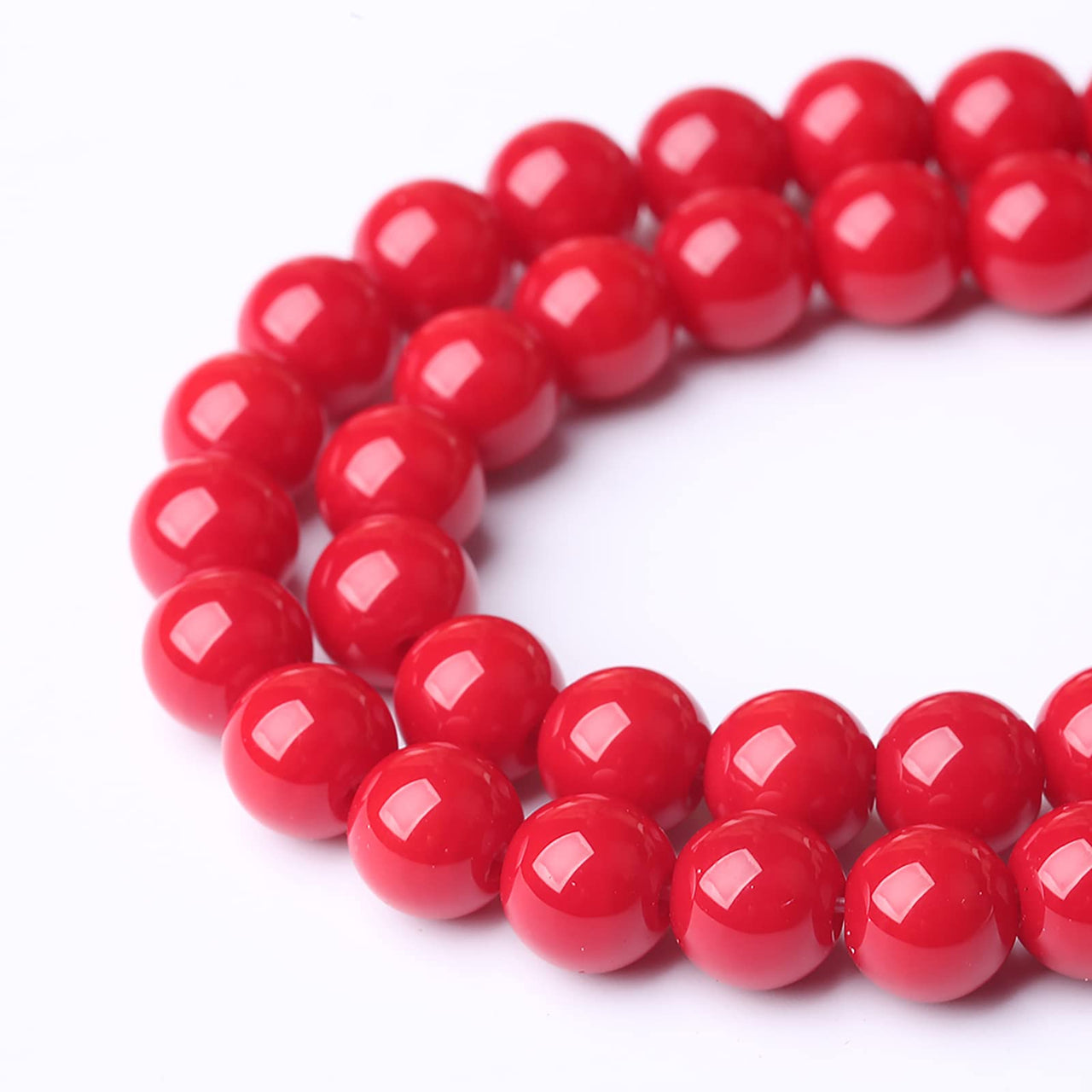 12MM 32pcs Red Glass Beads for Jewelry Making Round Loose Spacer Crystal Energy Healing Power Stone Beads DIY Bracelet Necklace Accessories 12mm