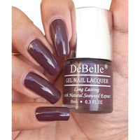 DeBelle Gel Glossy Finish Nail Polish Plum Toffee (Plum Maroon), Enriched With Natural Seaweed Extract, Cruelty Free, Toxic Free - 8 Ml