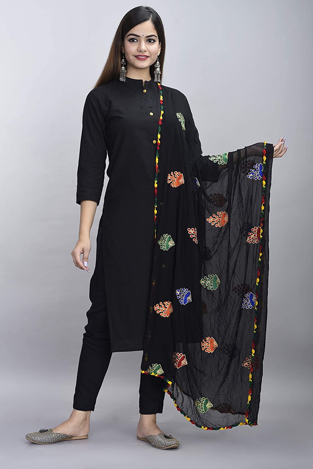 DIAMO Women's  Phulkari Chiffon Dupatta