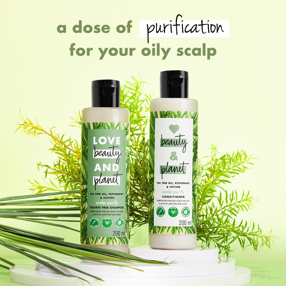 Love Beauty & Planet Tea Tree|| Peppermint & Vetiver Sulfate Free Purifying Shampoo|| No Parabens|| No Dyes|| 200ml