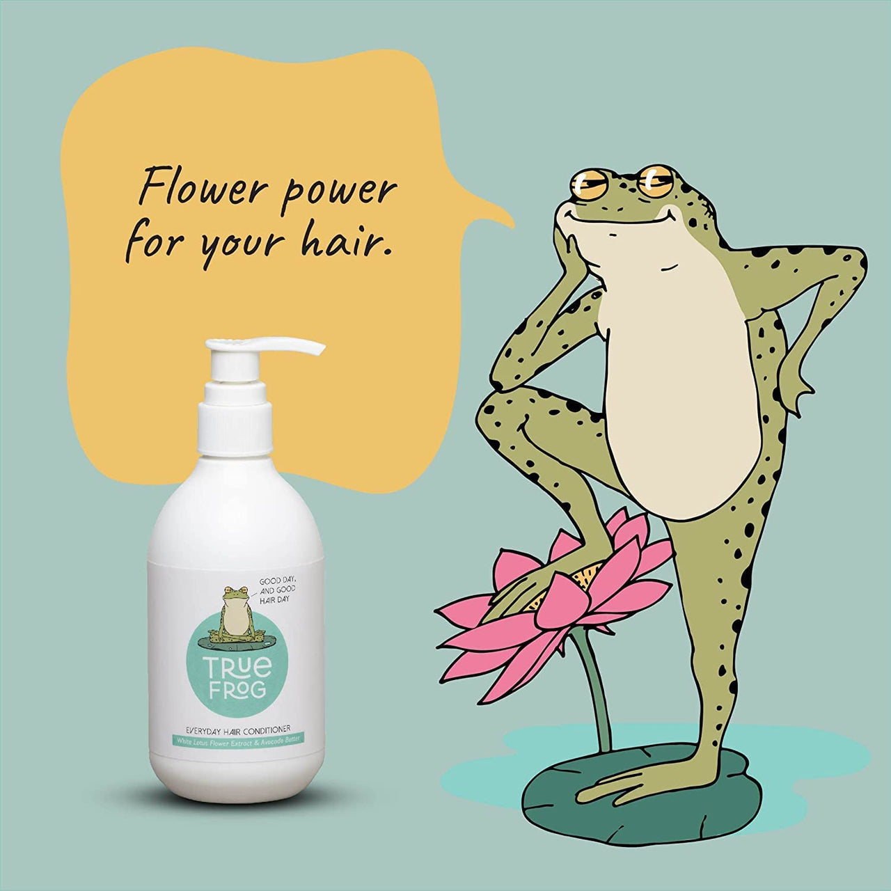 True Frog Everyday Hair Conditioner To Smoothen Hair And Fight Frizz With White Lotus Flower Extract And Avocado Butte For All Hair Types - 250 Millilitre