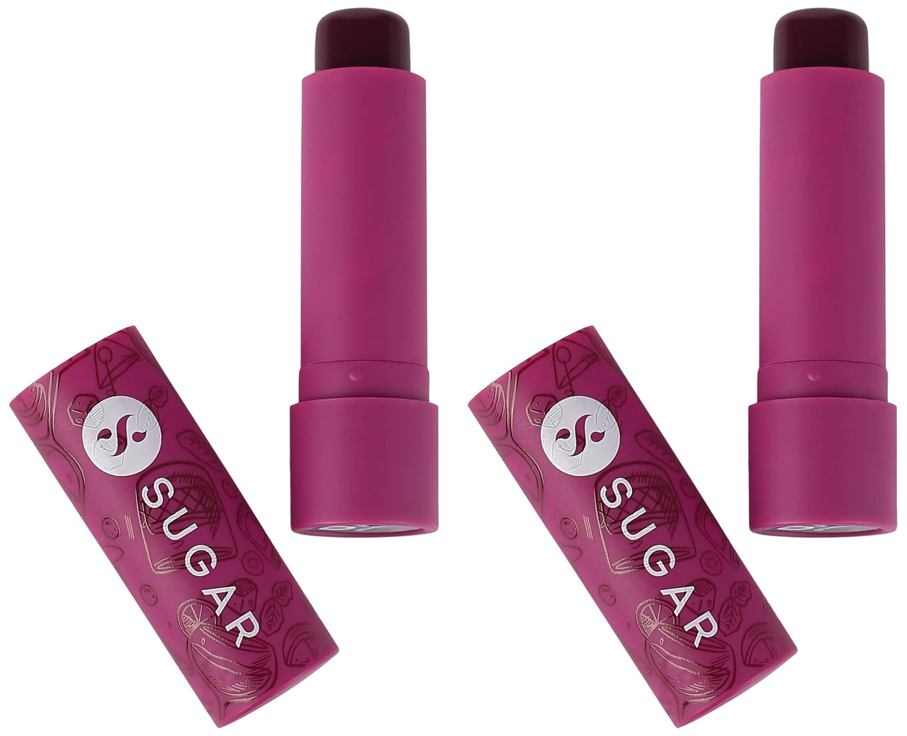 SUGAR Cosmetics Lip Moisturizer For Dry And Chapped Lips, Enriched With Shea Butter And Jojoba Oil 4.5 Gms - (Purple) (Pack of 2)