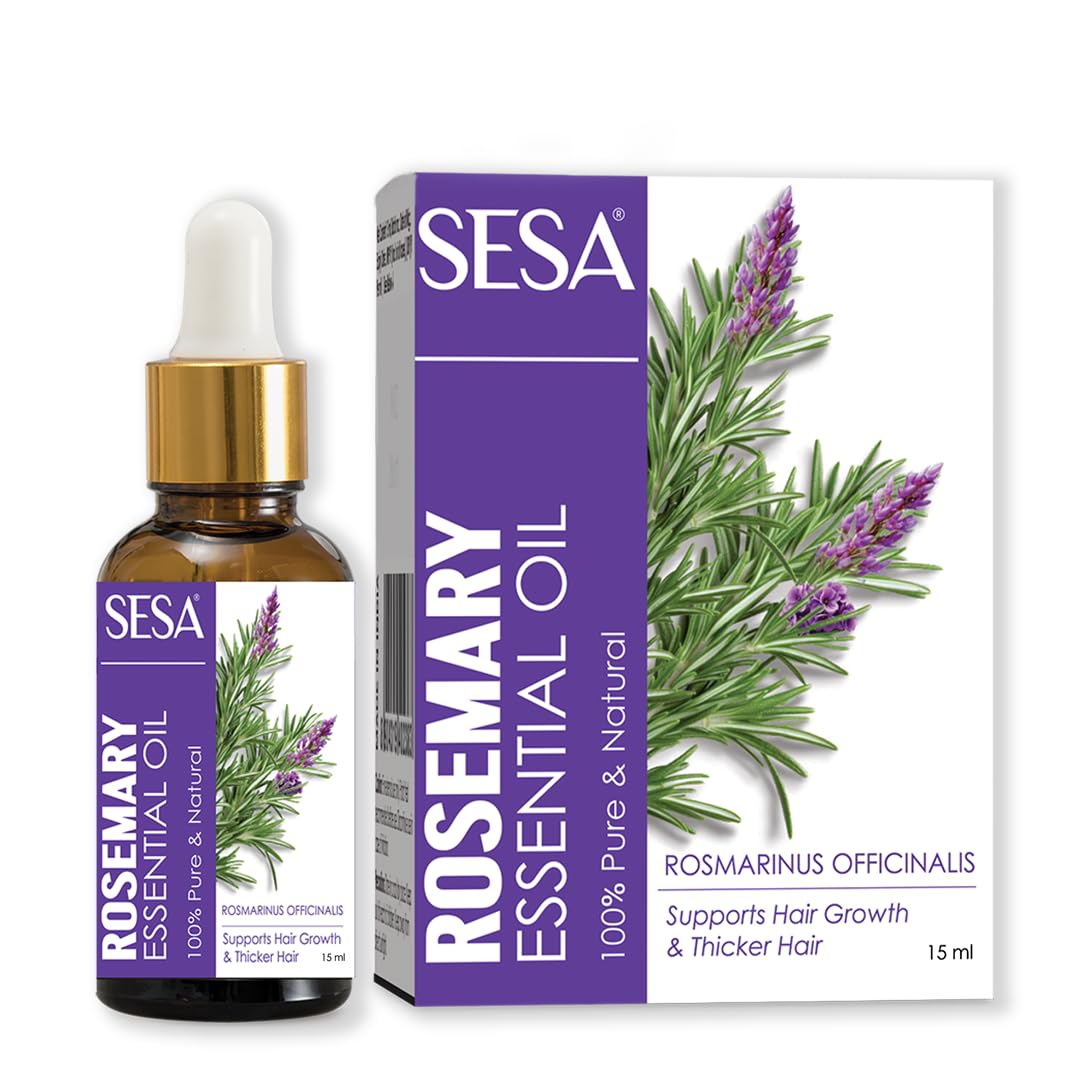 Sesa Rosemary Essential Oil For Hair Growth Nourishes Skin Hair Fall Control Oil For Women and Men 100% Pure & Natural Rosemary Oil, 15 ml