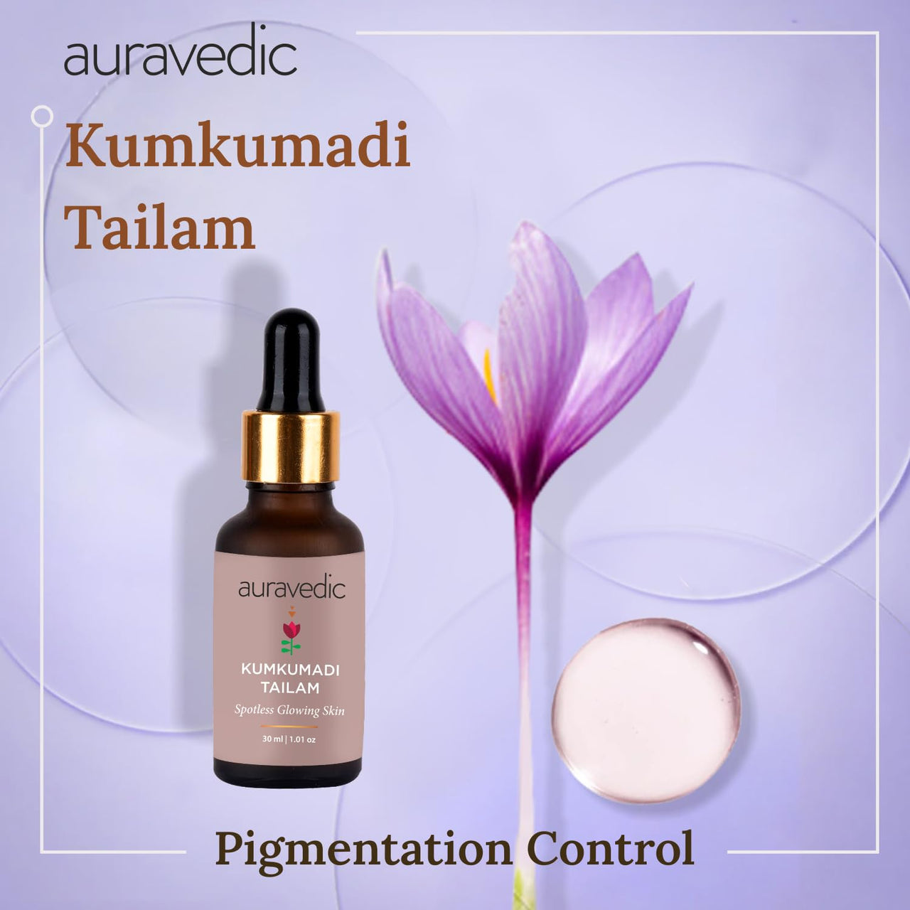 Auravedic Kumkumadi Tailam, Kumkumadi Face Oil for Glowing Skin, Kumkumadi Gold Glow Face Oil, Kumkumadi Oil for Radiant & Youthful Skin and Rejuvenation