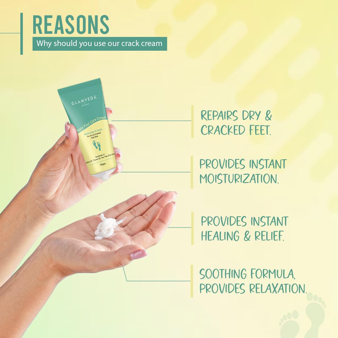 Glamveda Happy Foot Care Crack Cream For Moisturizes | Suitable for Dry & Cracked Foot Skin 100g Pack of 1