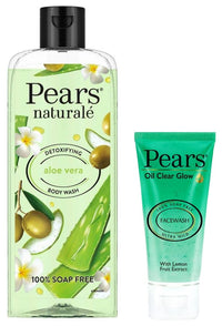 Pears Oil Clear Gentle Ultra Mild Daily Cleansing Facewash, 60g & Pears Naturale Detoxifying Aloevera Bodywash, 250 ml