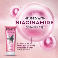 POND's Bright Beauty Anti-Dullness & Brightening Facewash With Niacinamide | For Glass-Skin Like Shine And With 4X Visibly Brighter Skin, 200Gm