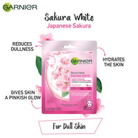 Garnier Skin Naturals, Green Tea, Face Serum Sheet Mask Green, 32g And Garnier Skin Naturals, Sakura White, Face Serum Sheet Mask (Pink, 32g)