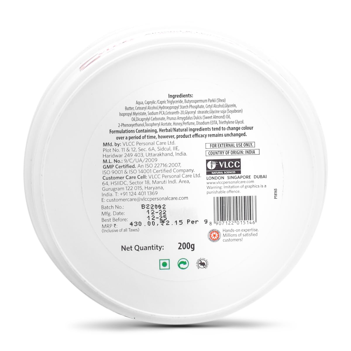 VLCC Almond & Honey Body Butter - 200g | Deeply Moisturizing Body Butter for Dehydrated Skin | Intensely Hydrating Body Cream for Soft, Smooth, Hydrated Skin with Almond Oil & Honey