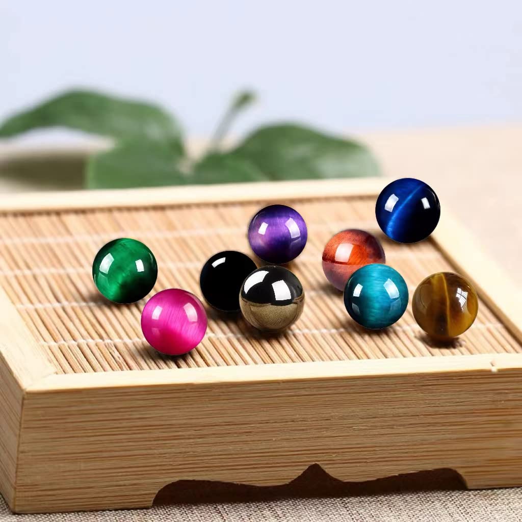 2Pcs Triple Protection Bracelet,Natural Tigers Eye Black Obsidian and Hematite 8 MM Beads Bracelet for Men Women Gift, Healing Crystal Bracelet Bring Luck and Prosperity and Happiness (Lake Blue) Lake Blue