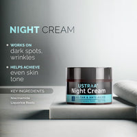 Ustraa Bright Night Kit - Foaming Face Wash - For Sensitive Skin - 150 ml | Moisture Retention | with Ceramides & Night Cream - De-tan & Anti-aging - 50g - Effective Tan Removal | with Niacinamide