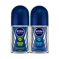 Nivea Deodorant Roll On, Fresh Power for Men, 50ml And Deodorant Roll-On, Fresh Active Original for Men, 50ml