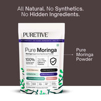 Puretive Pure Moringa Powder | Essential Nutrition Superfood, Helps Naturally Boost Energy Levels, Improves Stamina & Vitality, Rich In Vitamins & Minerals | Best Moringa Powder | 100gms