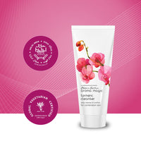 Aroma Magic Turmeric Cleanser | Deeply cleanses, hydrates, unclogs pores & soothes skin with Grapeseed, jojoba & ylang-ylang essential oils, Damask rose extracts | For Combination Skin - 100 gm