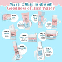 Glamveda Korean Glass Skin Combo | Rice Face Wash & Rice Moisturizer | Skin Brightening, Hydrate, Glowing & Evens Skin Tone | For Dry & Sensitive Skin Types | Men & Women | Dermatologist Tested