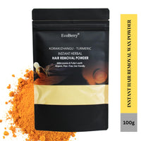 EcoBerry Korai Kizhangu Turmeric Instant Hair Removal Wax Powder For Painless Hair removal | Retarded Hair Growth | 100% Natural & Handmade | Preservative Free | Paraben Free | Vegan 100g (Instant) (Instant)