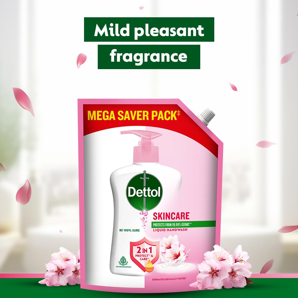 Dettol Liquid Handwash Refill – Skincare Hand Wash- 1350ml | pH Balanced | 10x Better Germ Protection