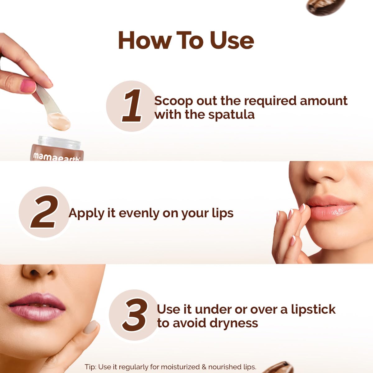 Mamaearth Cocoa Moisture Therapy Lip Balm for Dry & Chapped Lips 15 g|Heals, Brightens|Glossy Finish|Coconut Oil, Cocoa Butter, Vitamin E, Ceramides, Kojic Acid|100% Free of Petroleum Jelly