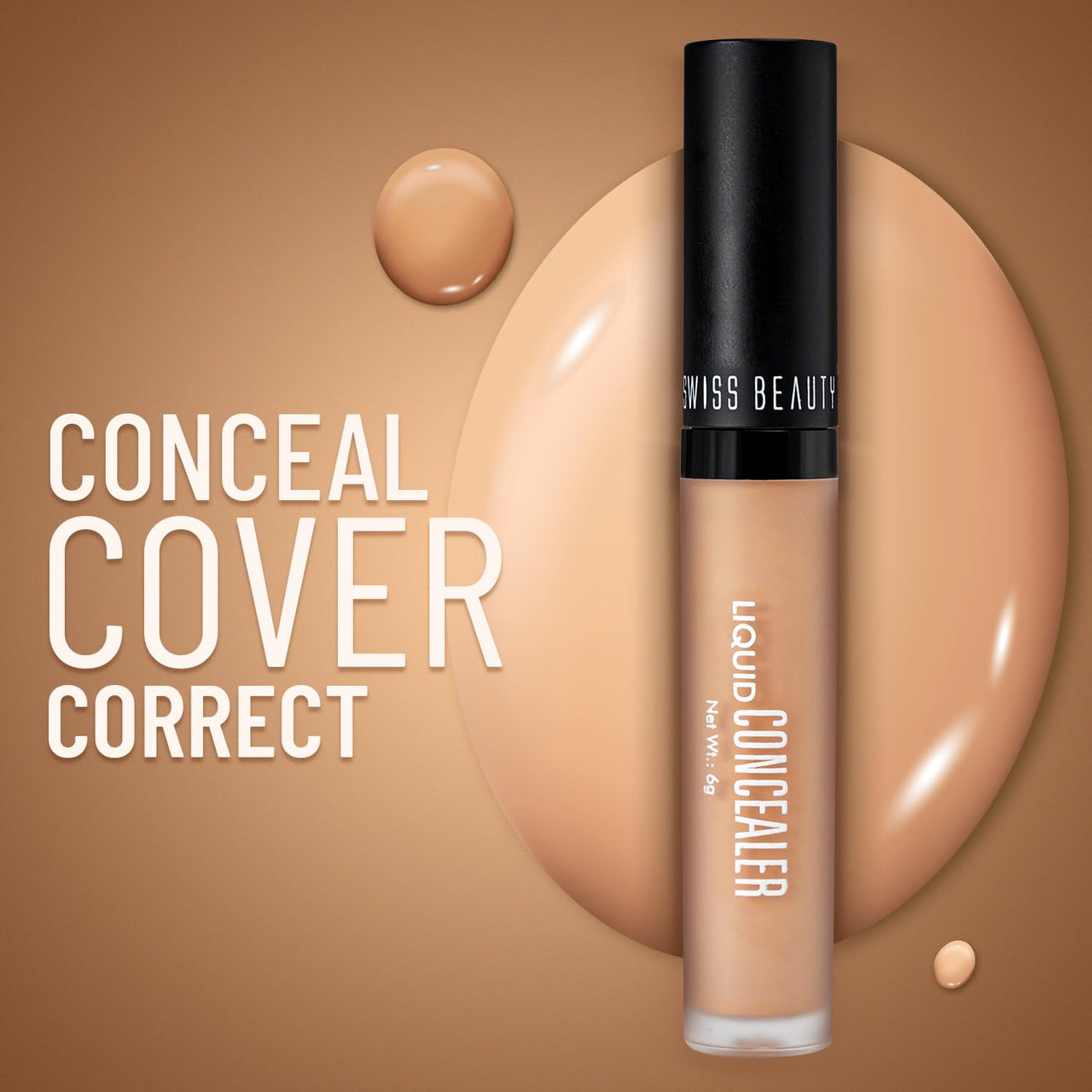 Swiss Beauty Liquid Light Weight Concealer With Full Coverage |Easily Blendable Concealer For Face Makeup With Matte Finish | Shade- Sand-Sable, 6g