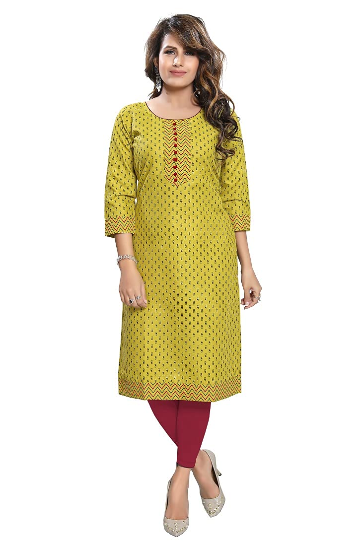 DREAM & DZIRE Women Printed Staight Cotton Kurti.