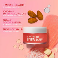 Lakmé Exfoliating Lip Scrub With Hyaluronic Acid For Soft, Smooth Lips | Lip Love Lip Scrub, 15Gm