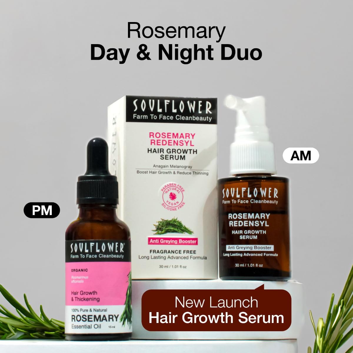 Soulflower Rosemary Essential Oil for Hair Growth, Hair Fall Control and Nourishment, Skin Care | Clinically Tested & Ecocert Certified Organic 100% Pure, Natural, Undiluted | 15ml