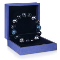 Vicsoon Triple Protection Bracelets for Men Women, Handmade Bracelet with 14mm Blue Tigers Eye Beads Black Obsidian and Hematite, Healing Crystal Jewelry Stone Bracelets Bring Luck and Happiness Blue Black