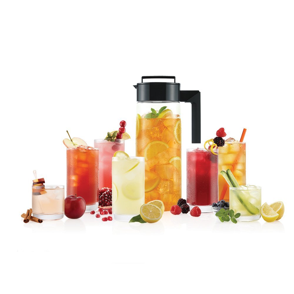 Takeya Patented and Airtight Pitcher Made in the USA, BPA Free Food Grade Tritan Plastic, 2 qt, Black Bottle