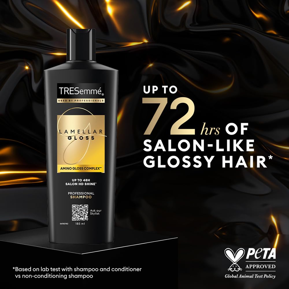 TRESemme Lamellar Gloss Shampoo 185 ml, With Amino Gloss Complex | Salon-Like Glossy Hair| Shiny and Smooth Hair